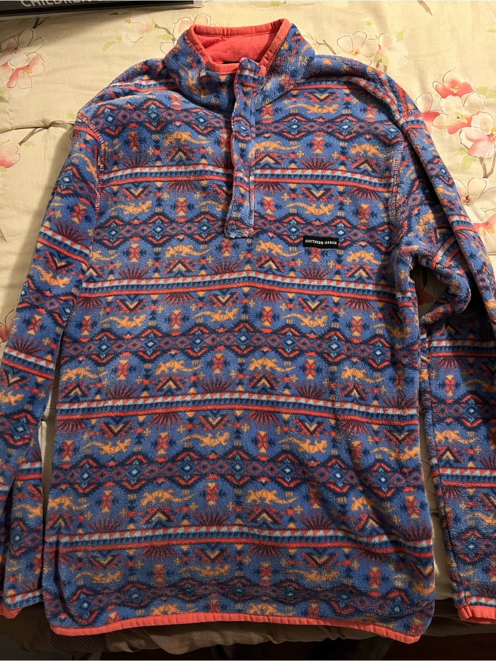 Southern Marsh Dorado Fleece Pullover Med Women’s Blue & Peach